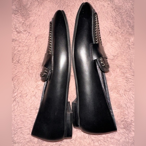 NWOT Aquatalia Black Ronda Chain Leather Loafer Flats 8 office goth preppy - Picture 7 of 10